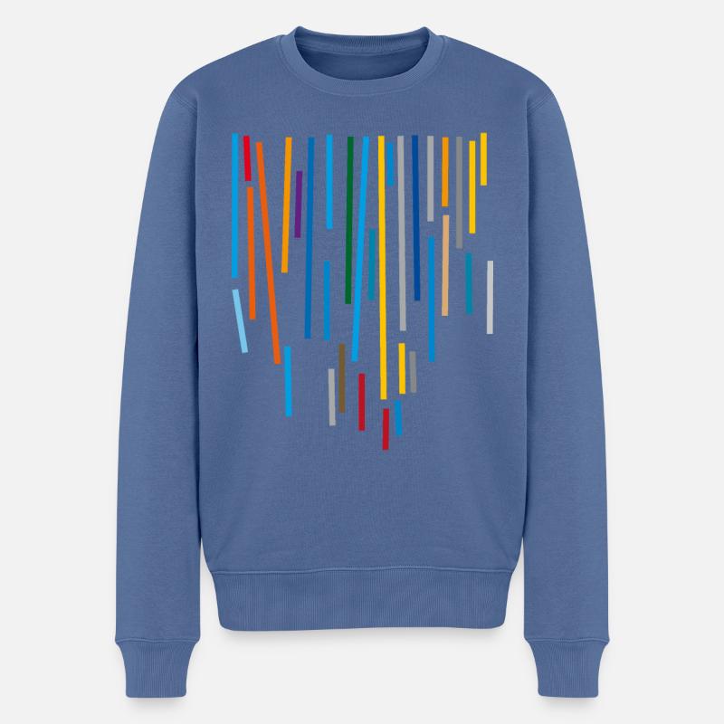Muster Farben Streifen - Männer Premium Bio Pullover - Taubenblau
