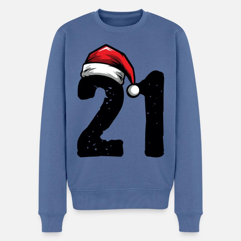 21 Numéro Noël - Pull Premium bio Homme - bleu pigeon