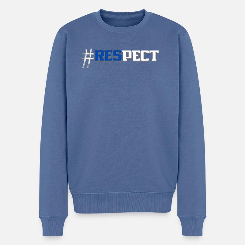 #Respect - Pull Premium bio Homme - bleu pigeon