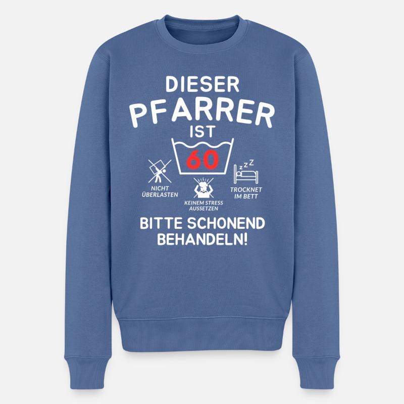 Dieser Pfarrer ist 60. Schonend behandeln - Männer Premium Bio Pullover - Taubenblau