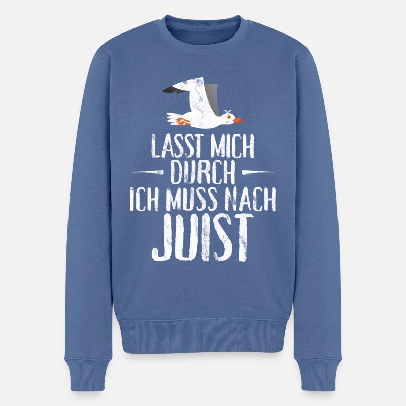 Lasst mich durch ich muss nach Juist Möwe - Männer Premium Bio Pullover - Taubenblau