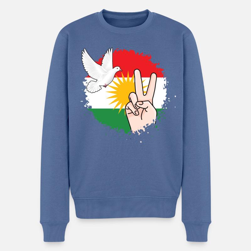 Kurdistan drapeau Peace Kurdish Cadeau Kurdish - Pull Premium bio Homme - bleu pigeon
