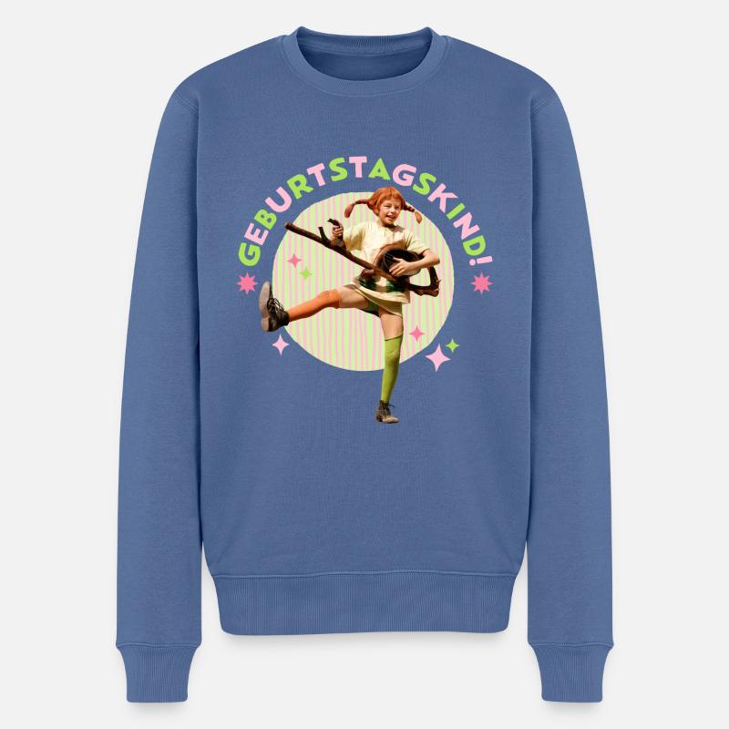 Pippi Langstrumpf Geburtstag Pippi Mit Gitarre - Männer Premium Bio Pullover - Taubenblau