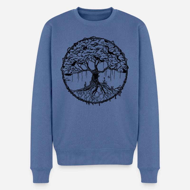 Baum - Männer Premium Bio Pullover - Taubenblau