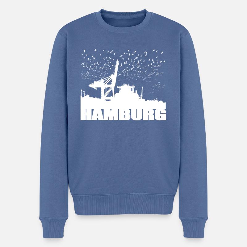 Port de Hambourg - Pull Premium bio Homme - bleu pigeon