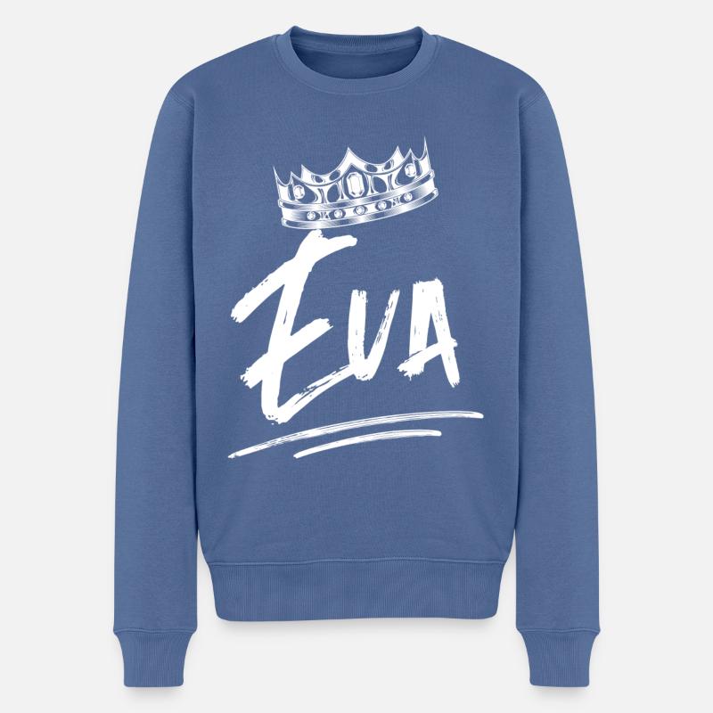 Eva - Männer Premium Bio Pullover - Taubenblau