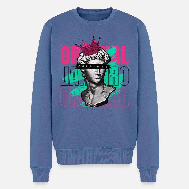 Mec sculpture - Pull Premium bio Homme - bleu pigeon