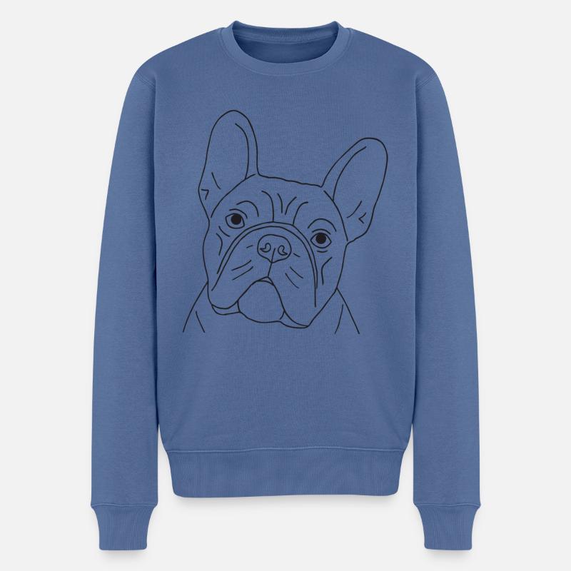 Französische Bulldogge - Männer Premium Bio Pullover - Taubenblau