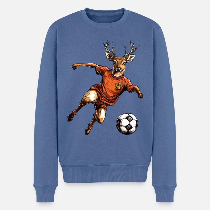 Hirsche Fussball - Männer Premium Bio Pullover - Taubenblau