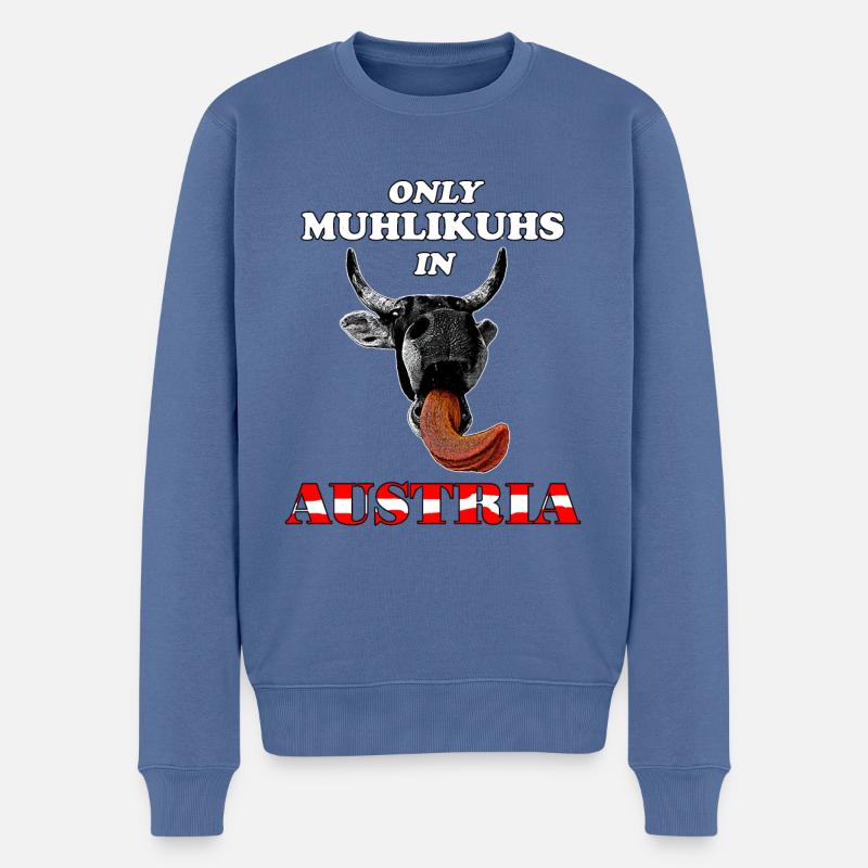 Seuls les Muhlikuhs en Autriche - Pull Premium bio Homme - bleu pigeon