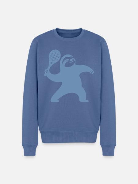 Sloth Silhouette Tennis Serve - Men's Premium Organic Jumper - stone blue