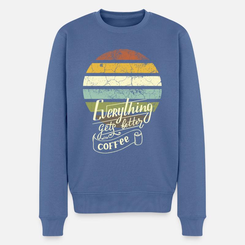 sunset coffee 2 - Männer Premium Bio Pullover - Taubenblau