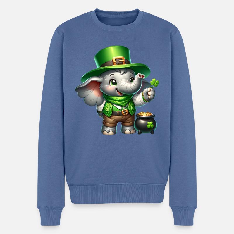 St. Patricks Day Elefant Feier - Männer Premium Bio Pullover - Taubenblau