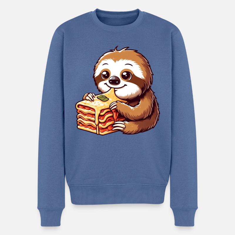 Faultier Liebt Italienische Lasagne - Männer Premium Bio Pullover - Taubenblau