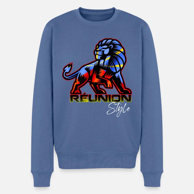 La Réunion Style Cadeau Drapeau - Pull Premium bio Homme - bleu pigeon