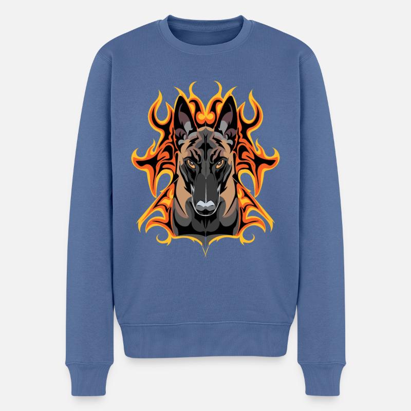 flash malinois - Pull Premium bio Homme - bleu pigeon
