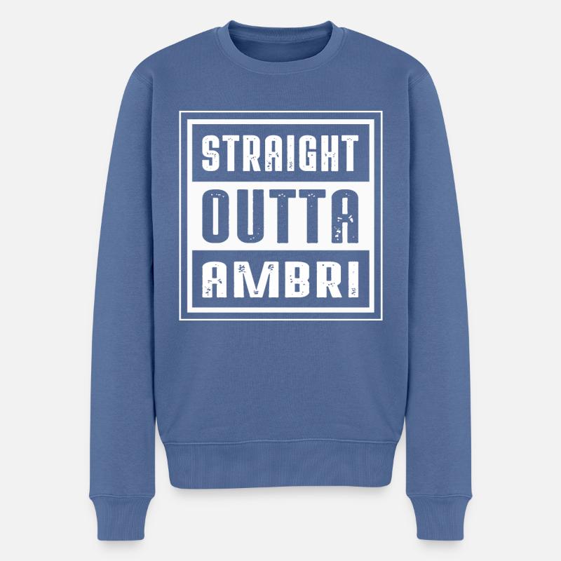 STRAIGHT OUTTA AMBRI - Männer Premium Bio Pullover - Taubenblau