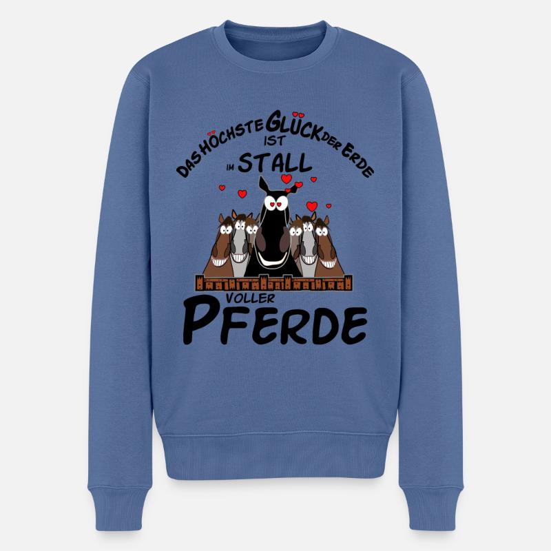 Pferdespruch - Männer Premium Bio Pullover - Taubenblau