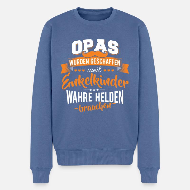 Opa Enkelkinder Helden - Männer Premium Bio Pullover - Taubenblau
