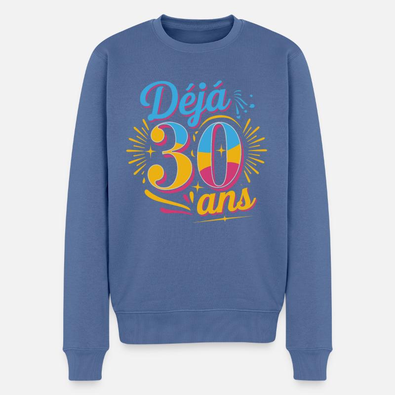 Déjà 30 ans - Pull Premium bio Homme - bleu pigeon