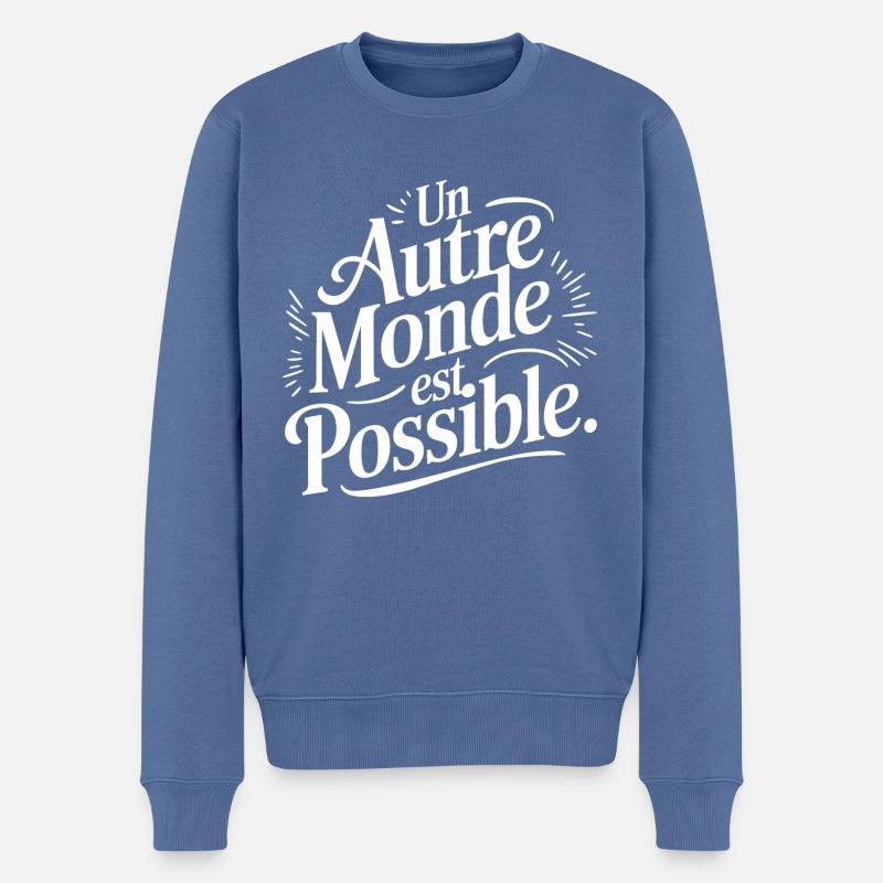 Un autre monde est possible - Pull Premium bio Homme - bleu pigeon