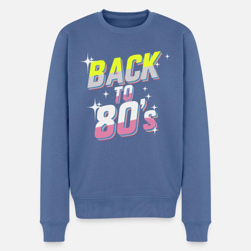 Back to 80's - Pull Premium bio Homme - bleu pigeon