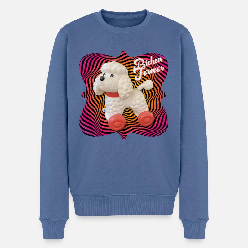 Bichon forever psychédélique - Pull Premium bio Homme - bleu pigeon