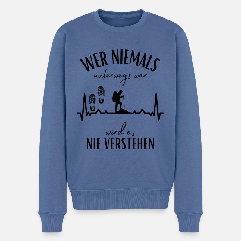 Wandern Berge Gebirge Bergsteigen-Wandern Spruch - Männer Premium Bio Pullover - Taubenblau