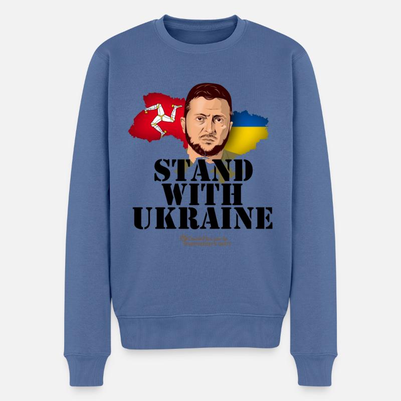 Ukraine Île de Man - Pull Premium bio Homme - bleu pigeon