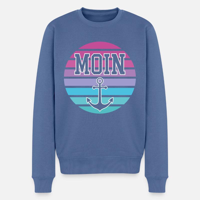 Moin Anker - Männer Premium Bio Pullover - Taubenblau
