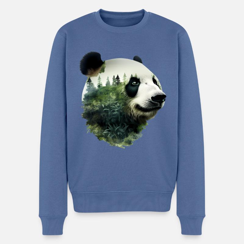 Panda - Pull Premium bio Homme - bleu pigeon
