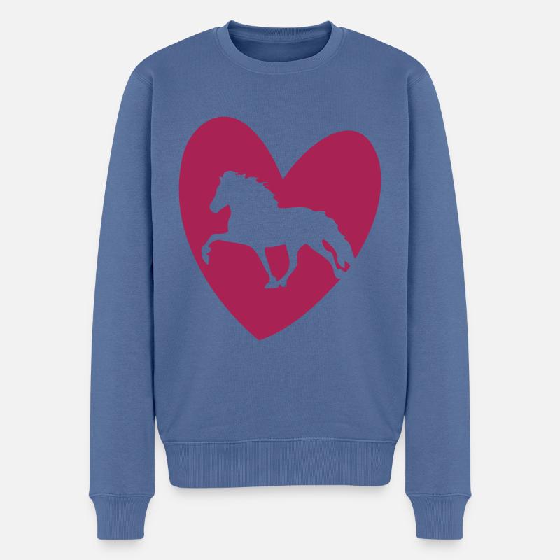 Islandic Heart - Männer Premium Bio Pullover - Taubenblau