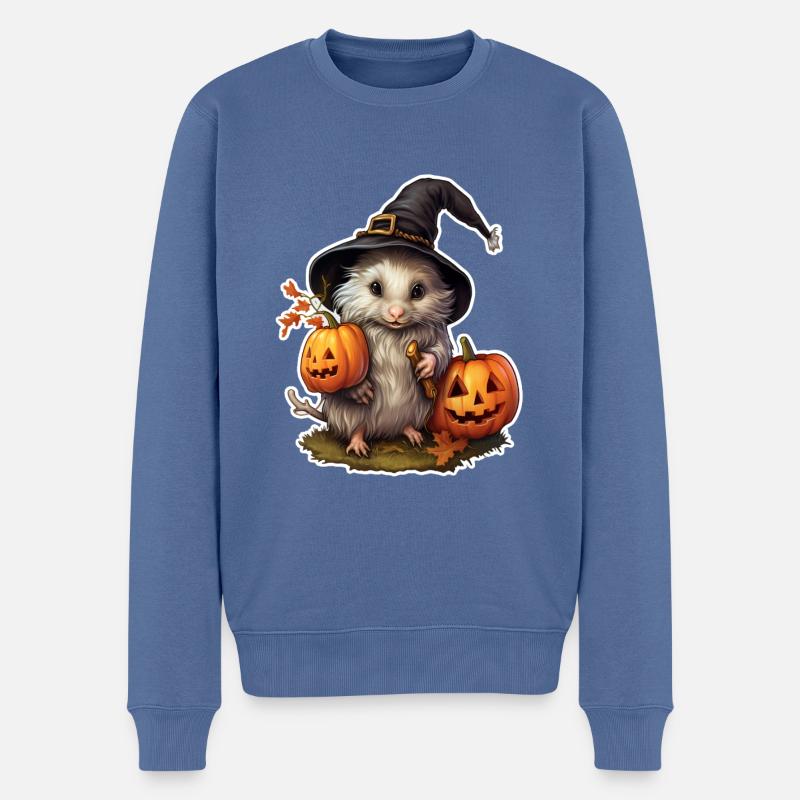 Monstre mignon d’Halloween - Pull Premium bio Homme - bleu pigeon