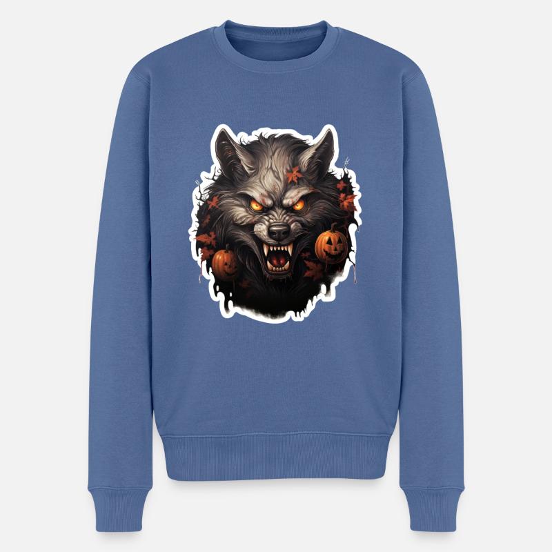 Halloween Werwolf - Männer Premium Bio Pullover - Taubenblau