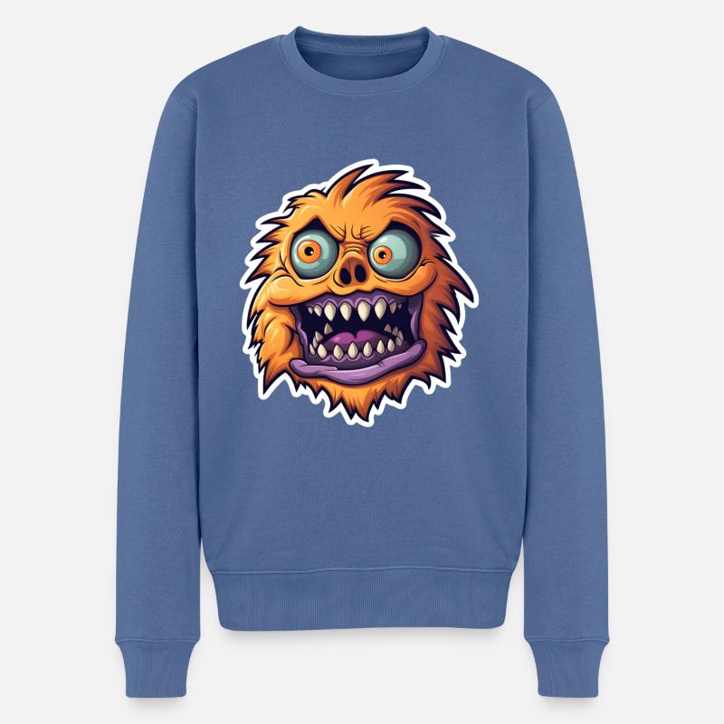 Halloween Monster - Männer Premium Bio Pullover - Taubenblau