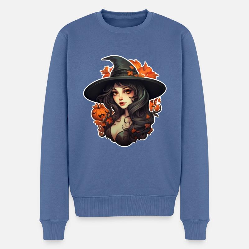 Halloween Hexe 8 - Männer Premium Bio Pullover - Taubenblau