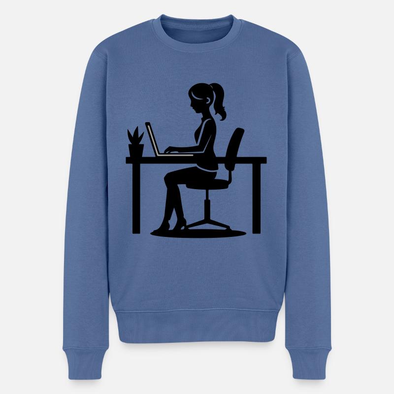 Frau Computer Job - Männer Premium Bio Pullover - Taubenblau