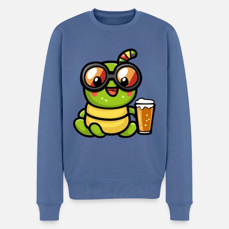 Wurm Apres Ski Bier Comic - Männer Premium Bio Pullover - Taubenblau