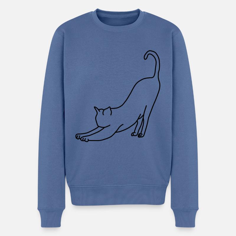 Katze Strecken Haustier - Männer Premium Bio Pullover - Taubenblau