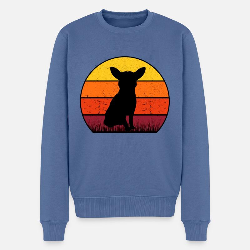 Chihuahua Retro Sunset Bandana - Männer Premium Bio Pullover - Taubenblau