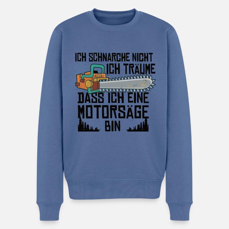 Holzfäller Motorsäge - Männer Premium Bio Pullover - Taubenblau