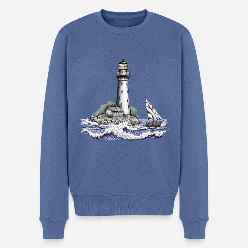 Phare - Pull Premium bio Homme - bleu pigeon