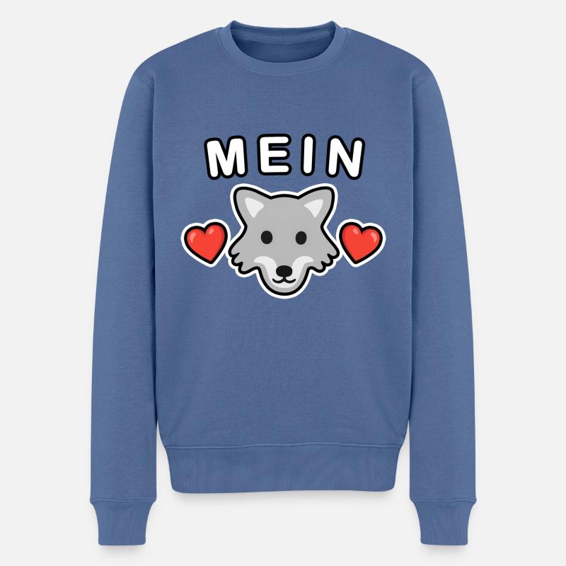 Mein Wolf ❤️ - Männer Premium Bio Pullover - Taubenblau