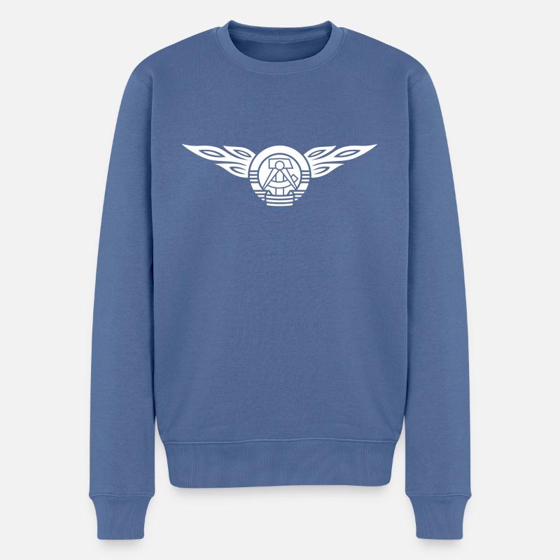 GDR flames crest 1c - Pull Premium bio Homme - bleu pigeon
