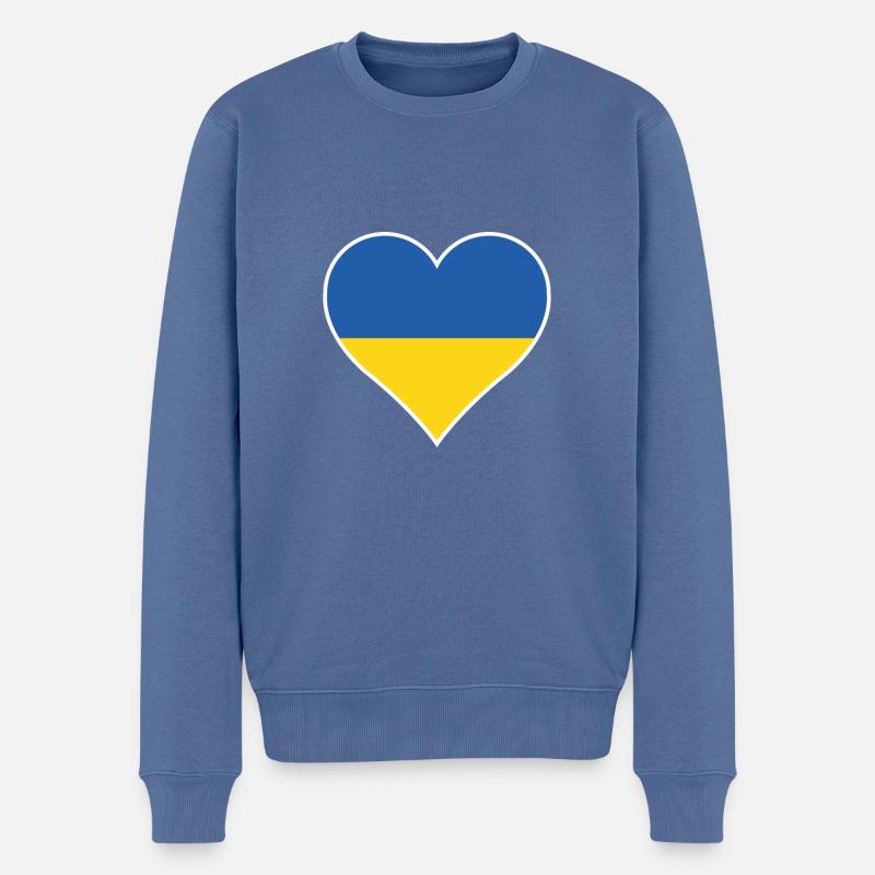 Ukraine Herz - Männer Premium Bio Pullover - Taubenblau