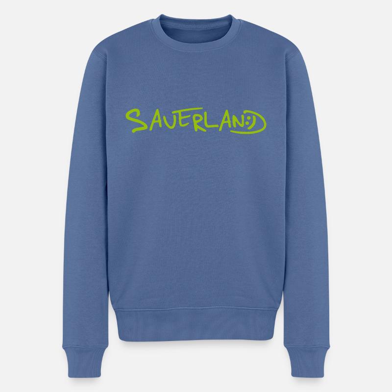 Sauerland-Logo frech und fröhlich - Männer Premium Bio Pullover - Taubenblau