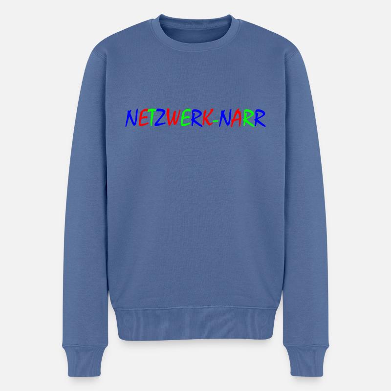 Network Fool – Typographie colorée - Pull Premium bio Homme - bleu pigeon