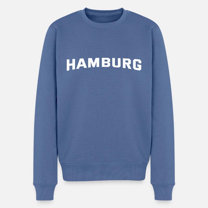 Hamburg Slogan - Hansestadt - Hamburger Hafen - Männer Premium Bio Pullover - Taubenblau