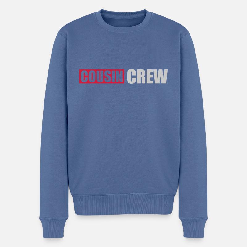 Logo Cousin Crew Team - Männer Premium Bio Pullover - Taubenblau