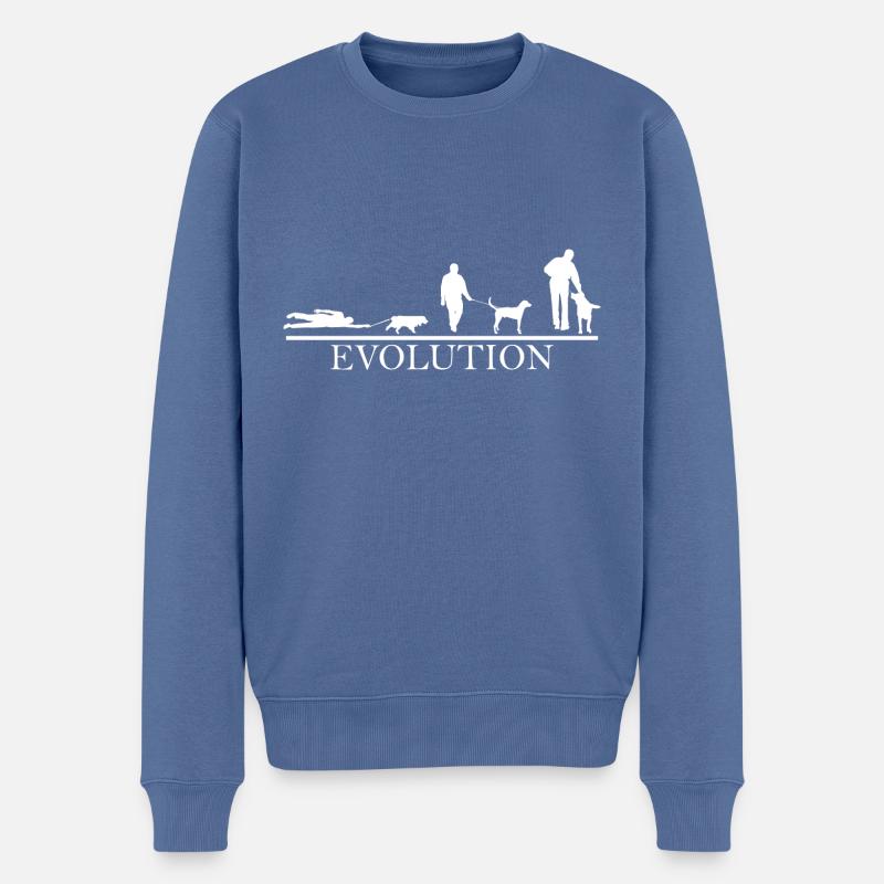 Evolution Promener chien - Pull Premium bio Homme - bleu pigeon